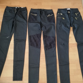 Черные брюки под кожу (стрейч 36,/Ся 34/XS