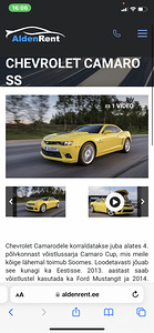 Müün chevrolet camaro ss-i renti 24 tunniks. (1 foto / 2)