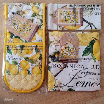 Köögirätik, pajakindad, põll komplekt "Lemon Basil"