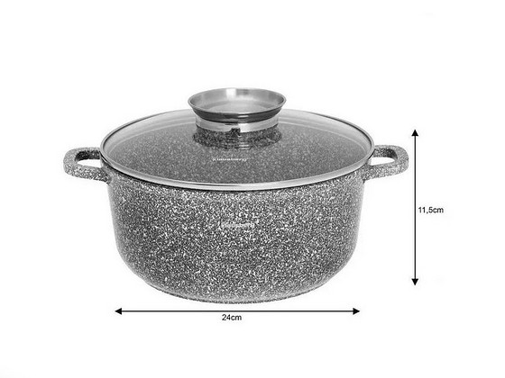 Pott alumiiniumist marmor kattega 22 cm 3,3 L KB-7521
