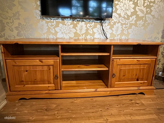 Подставка для телевизора из массива дерева, комод, полка