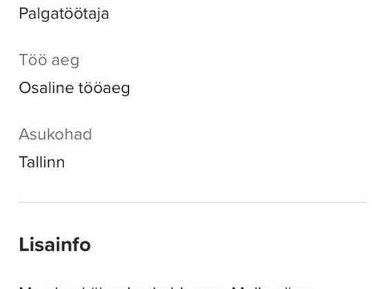 Otsin mistahes osalise tööajaga tööd