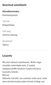Otsin mistahes osalise tööajaga tööd (1 foto / 1)