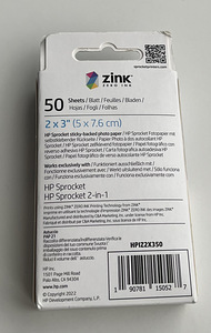 HP Sprocket 2 x 3" Zink Photo Paper , 50 pack 2x3 (2 фото из 3)