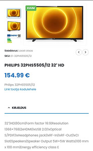Televiisor philips 32ph55505/12 (1 foto / 2)