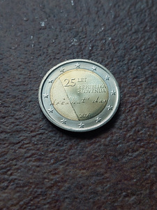 2 евро 25 лет Республики Словения UNC 2016 Словения Словения (1 фото из 2)