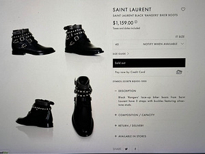 Байкерские ботинки Saint Laurent YSL Ranger, размер 37 (1 фото из 6)