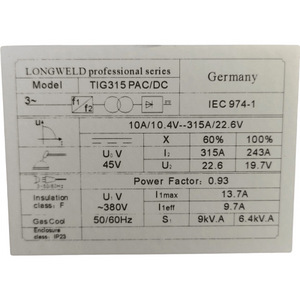 Keevitusmasin LONGWELD-TIG-315P (AC-DC) (3 foto / 9)
