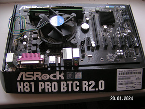 Emaplaat Asrock H81 pro btc R2.0+protsessor+mälu 4GB (1 foto / 1)
