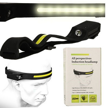 Galvas lukturis LED USB uzlādējams ar kustības sensoru (4841