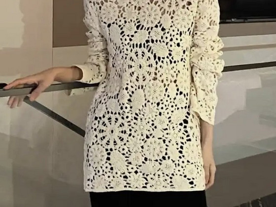 Новый ажурный бежевый свитер