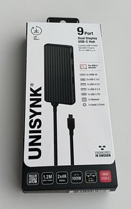 Unisynk 9 Port Dual Display USB-C Hub , Black (7 фото из 10)