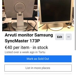 Arvuti monitor Samsung SyncMaster 173P (1 foto / 1)