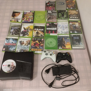 Xbox360,kaks pulti, ühendus kaabel,23 mängu