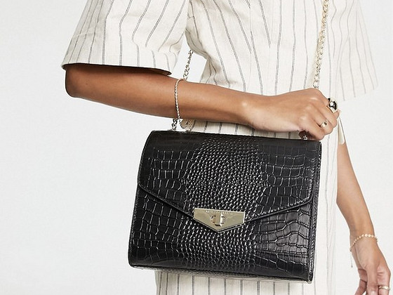 100% Leather croc detail bag