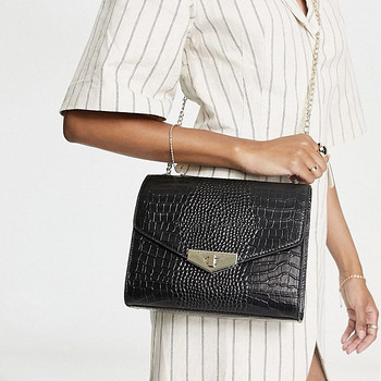 100% Leather croc detail bag