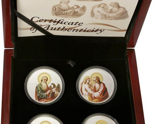 4 x 1 untsi hõbemüntide komplekt "Evangelistid" Niue, 2011
