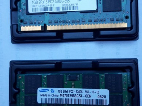 2 mälu 1GB+1GB 2Rx16 (2Rx8) PC2-5300S-555