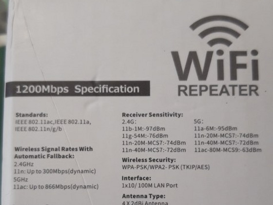 Беспроводной ретранслятор Wi-Fi 5G Гц, 1200 Мбит/с