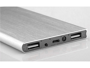Внешний аккумулятор Power bank 20000 mAh SLIM 2xUSB PUS13B серебристый (2 фото из 3)