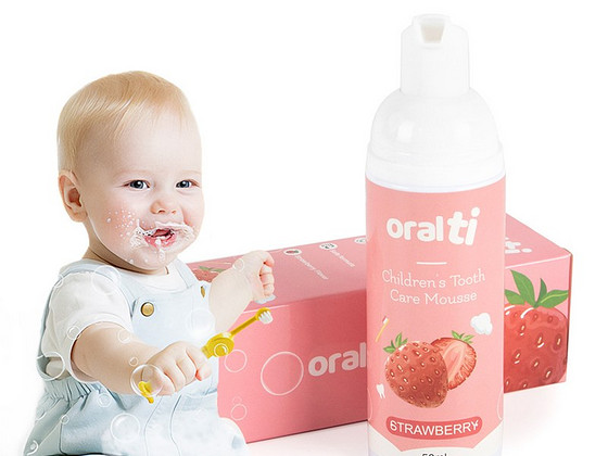 Детская зубная паста в виде пены с клубничным вкусом Oralti