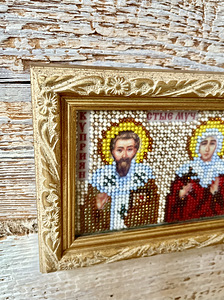 Helmestega tikitud ikoon-amulett “St.M. Kupriyan and Justinya” (2 foto / 2)