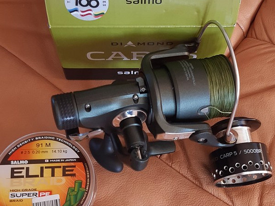 Карповая катушка SALMO (новая) + шнур 0,2 мм