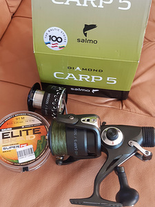 Карповая катушка SALMO (новая) + шнур 0,2 мм (2 фото из 3)