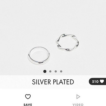 (NEW) ASOS silver plated 2 rings, size M/L