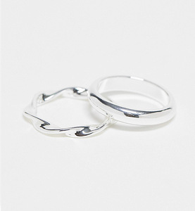 (NEW) ASOS silver plated 2 rings, size M/L (2 foto / 4)