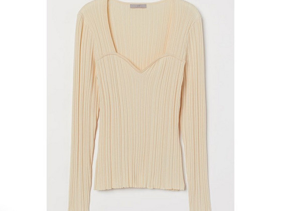 H&M sweetheart neck pleat top, size S
