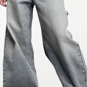 Bershka adjustable waist carpenter jeans in light dirty wash
