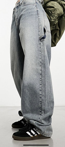 Bershka adjustable waist carpenter jeans in light dirty wash (2 foto / 4)