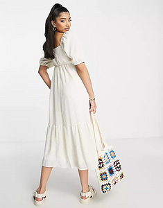 Puff-sleeve midi dress, size 36 (1 foto / 5)