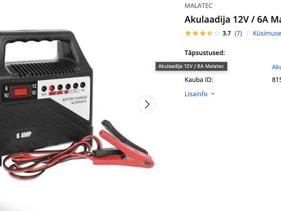 Зарядное устройство 12V / 6A Malatec
