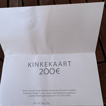 NordicStay kinkekaart 200€ väärtuses