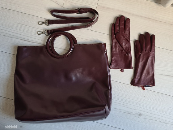 Komplekt: kott + nahast kindad