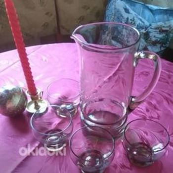 Tarbeklaas (дымчатый). Кувшин для морса ENE, фужеры ELLE