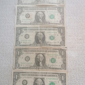 1 доллар (5 купюр 1963,1977,1988)