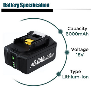 Аккумулятор Makita BL1830, Li-ion 6.0Ah/18V, копия (4 фото из 10)