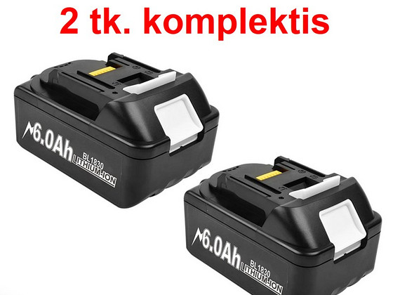 Makita asendusaku BL1830, Li-ion 6.0Ah/18V, 2tk. komplektis