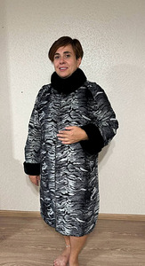 Naiste 3D kahepoolne mantel, nahk, šinšillakarusnahk (1 foto / 7)