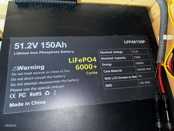 LiFePo4 akupatarei 51v 150ah 7,6kw/h
