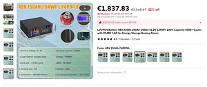 Аккумуляторная батарея LiFePo4 51v 150ah 7,6kw/h (4 фото из 8)