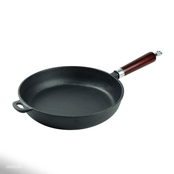 Сковорода чугунная D28cm EXСLUSIVE с деревянной ручкой.