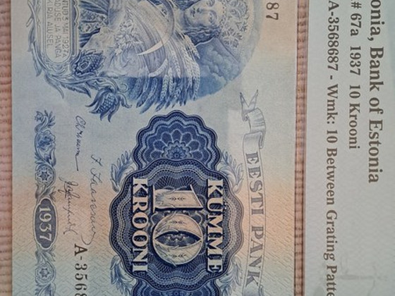 ЭР 10 крон 1937г. PMG 66