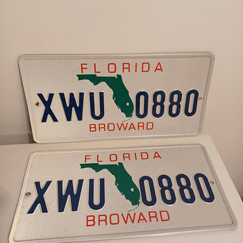 Номерной знак США Флорида Бровард XWU 0880 (в комплекте 2 шт