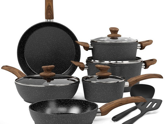 Kitchen Academy Induction Cookware Sets - 12 Piece Cooking P