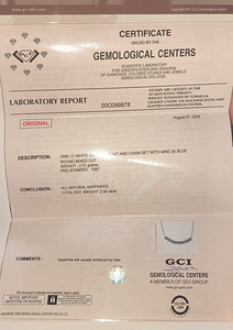 Kett ripatsiga valgest kullast safiir2,6ct (3 foto / 9)