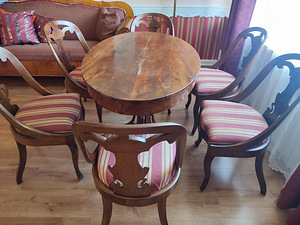 Biidermeier stiilis söögilaud ja kuus tooli (4 foto / 6)